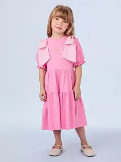 Vestido Rosa com Laços Listrados Anime