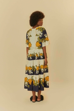 vestido midi estampado banana real Farm na internet