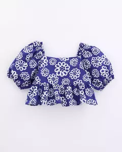 blusa taua flor azul Fabula