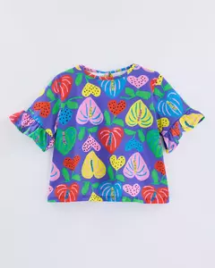 blusa malha amor de flor azul Fabula