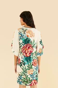 vestido t-shirt curto estampado flor de cor Farm - comprar online