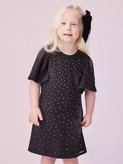 Vestido Infantil Preto com Strass Anime