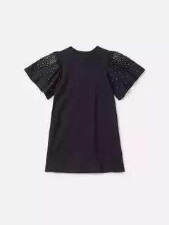 Vestido Infantil Preto com Strass Anime - LAURA ANTUNES ARTESANATO