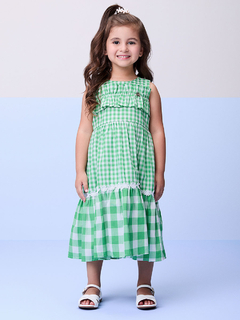 vestido xadrez com babado Momi