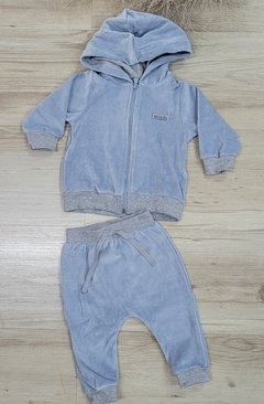 Conjunto masculino de pluch azul/cinza