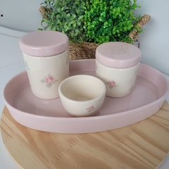 kit higiene cerâmica rosinhas - comprar online