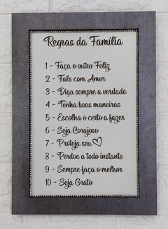 Placa retangular regras da família