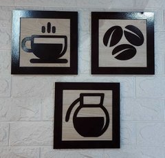 Trio de quadros café