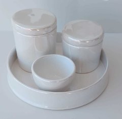 Kit higiene porcelana perolado branco