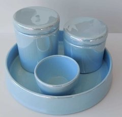 Kit Higiêne porcelana Perolado azul