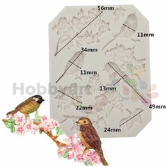 Molde de Silicona N°313: Pájaros y Flores - comprar online