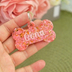 Tag Pet Osso Glitter Flocado - Encomenda - loja online