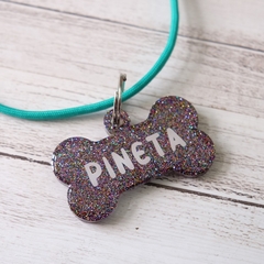 Tag Pet Osso Glitter pó - Encomenda - Coleira para Cachorros - Necessário, sim. Sem graça, não.