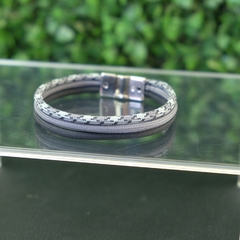 Bracelete masculino trio Paracord 21cm - Cinza e preto - Coleira para Cachorros - Necessário, sim. Sem graça, não.