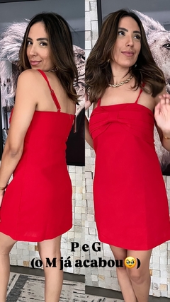 Vestido laço linho vermelho - Loja Reine