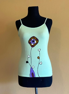 Musculosa flor, mujer, sin mangas.