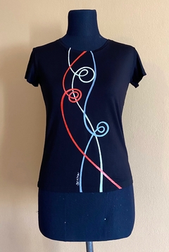 Remera líneas, mujer, manga corta.