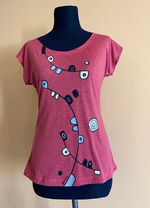 Remera pinceladas, mujer, manga corta.