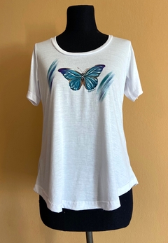 Remera mariposa evasé, mujer, manga corta.