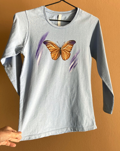 Remera mariposa, niño, manga larga. - Betina Ropa Pintada