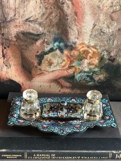 Cloisonné- Tinteiro com mata borrão e recipientes em cristal - comprar online