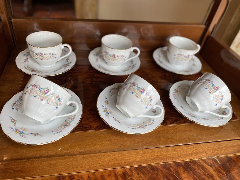 Conjunto de xícaras de chá em porcelana tcheca