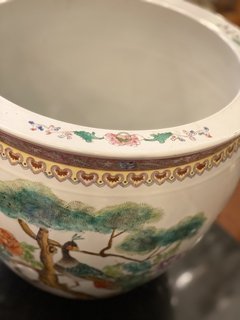 Cachepot oriental com pintura de pássaro e decoração floral na internet