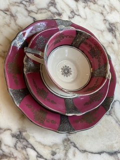 Trio para chá em porcelana alemã rosa na internet