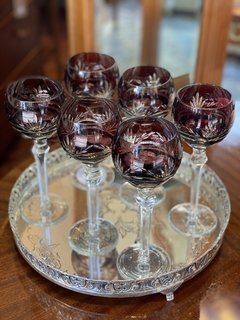 Conjunto de taças em cristal lapidado Bohemia - Art Rarus Antiquário