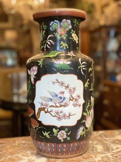 Vaso em porcelana chinesa com pintura de pássaros e flores - loja online