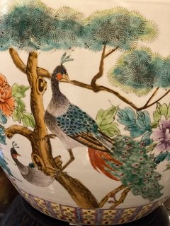 Cachepot oriental com pintura de pássaro e decoração floral - comprar online