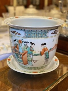 Cachepot em porcelana chinesa com presentoir - comprar online