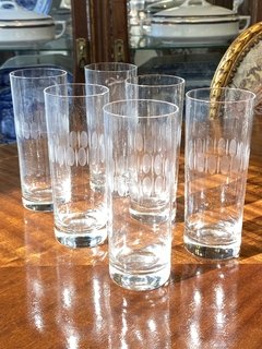 Conjunto de copos em cristal para long drink, década de 70