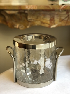 Champanheira em metal banhado a prata e vidro craquelado Sopil na internet
