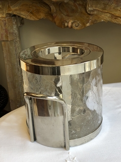 Champanheira em metal banhado a prata e vidro craquelado Sopil - Art Rarus Antiquário
