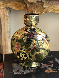 Vaso de porcelana inglesa com pintura de pássaros e flores. - Art Rarus Antiquário