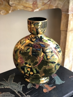 Vaso de porcelana inglesa com pintura de pássaros e flores. - comprar online