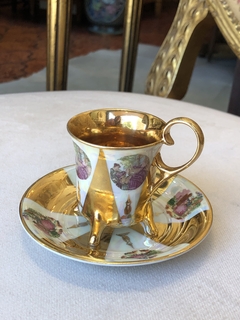 Xícara café Porcelanarte com cenas - Art Rarus Antiquário