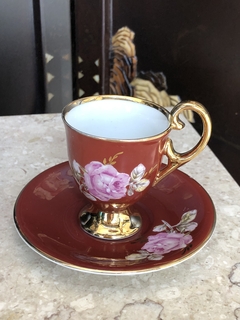 Xícara de café Porcelanarte vermelha - Art Rarus Antiquário