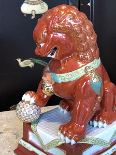 Par de cães de fó em porcelana chinesa - Art Rarus Antiquário