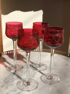 Conjunto de 4 taças em cristal rubi - loja online