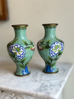 Par de vasos em cloisonné