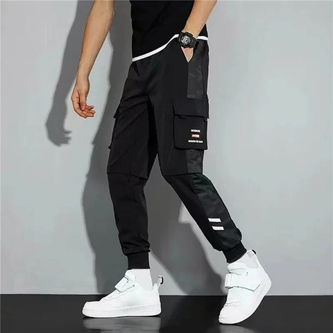 Pantalon Jogger Cargo Tela De Verano Streetwear Puño Tejido