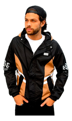 Campera Rompeviento Hombre Chaqueta Con Botones Impermeable