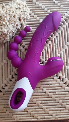 VIBRADOR PONTO G SUGADOR DE CLITÓRIS E ESTIMULADOR ANAL