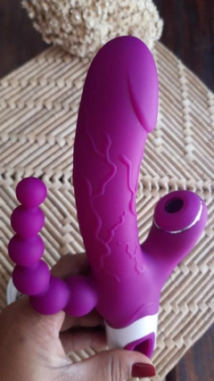 VIBRADOR PONTO G SUGADOR DE CLITÓRIS E ESTIMULADOR ANAL - comprar online