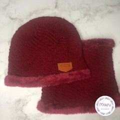 Gorro + cuello tejido de lana Unisex