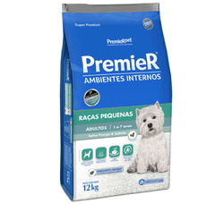 RAÇÃO PREMIER AMBIENTE INTERNO FRANGO E SALMÃO CÃES ADULTOS - 12KG - comprar online