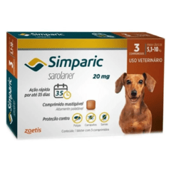 ANTIPULGAS CÃES SIMPARIC 20 MG 5,1 A 10 KG - 3 TABLETES - ZOETIS - comprar online