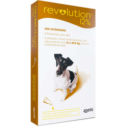 ANTIPULGAS CÃES REVOLUTION 12% MARROM 5,1 A 10 KG - ZOETIS 1 TUBO - comprar online